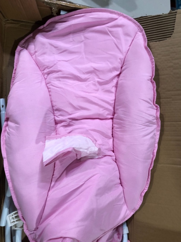 Photo 4 of Baby Cradle Swing 5 Speed Electric Stand Crib Auto Rocking Chair Bed with Remote Control Infant Musical Sleeping Basket for 0-18 Months Newborn Babies, Mosquito Net+Mat+Pillow (Pink)