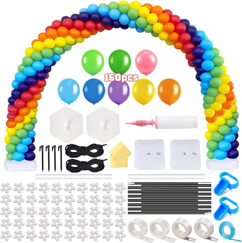 Photo 1 of Balloon Arch Kit,10Ft Wide & 9FT Tall Adjustable Balloon Arch Stand with Water Fillable Base,Balloon Pump Knotter,160Pcs Balloons,50Pcs Balloon Clips,Secure Rope,for Party Decoration Birthday Party…