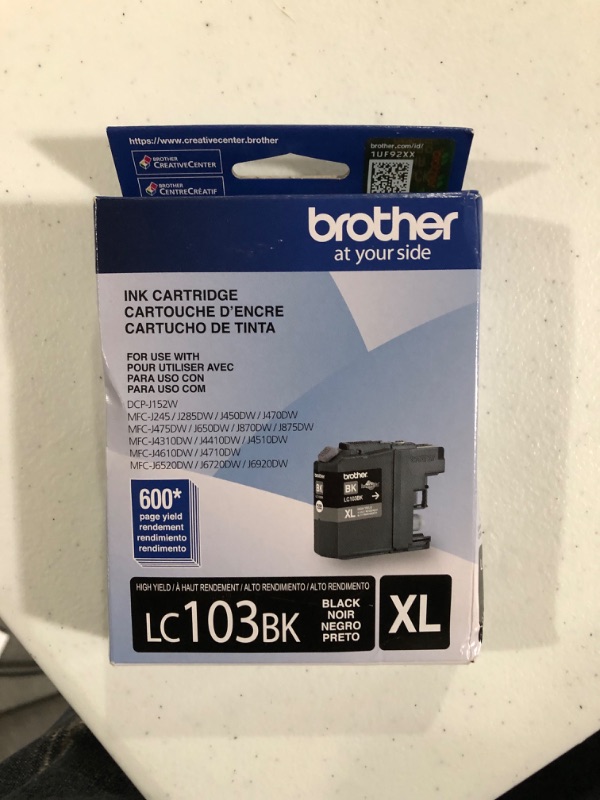 Photo 1 of Brother Genuine High Yield Black -Ink -Cartridge, LC103BK, Replacement Black -Ink, Page Yield Up To 600 Pages, Amazon Dash Replenishment -Cartridge, LC103, 1 OEM -Cartridge Black Ink
