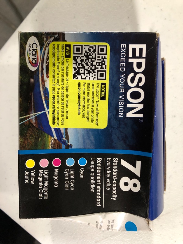 Photo 2 of Epson T78 Cyan/Magenta/Yellow/Light Cyan/Light Magenta Standard Yield Ink Cartridge, 5/Pack (T078920-S)