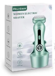 Photo 3 of Electric Razor for Women for Legs Bikini Trimmer Electric Shaver for Women Underarm Public Hairs Rechargeable Womens Shaver Wet Dry Use Painless Cordless with Detachable Head Green