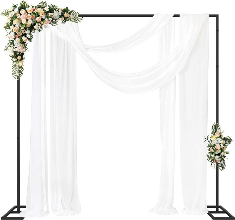 Photo 2 of **USED**MISSING A POLE**  Fomcet 8FT x 8FT Backdrop Stand Heavy Duty with Base, Black Portable Adjustable Pipe 