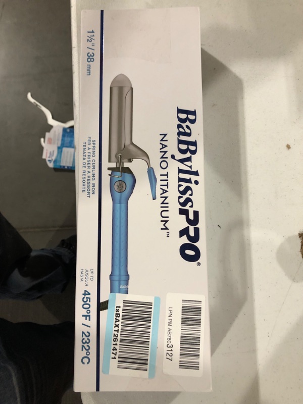 Photo 1 of BaBylissPRO Nano Titanium Spring Curling Iron 1 ½ Inch
