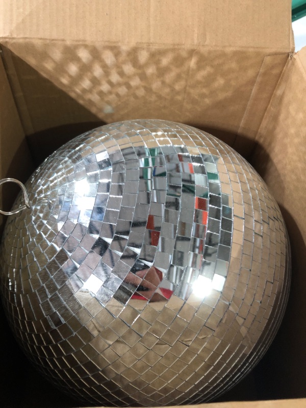 Photo 2 of 12" Disco Ball Mirror Ball Disco Party Decoration Stage Light Dj Light Effect Home Business Christmas Display Decoration Silver