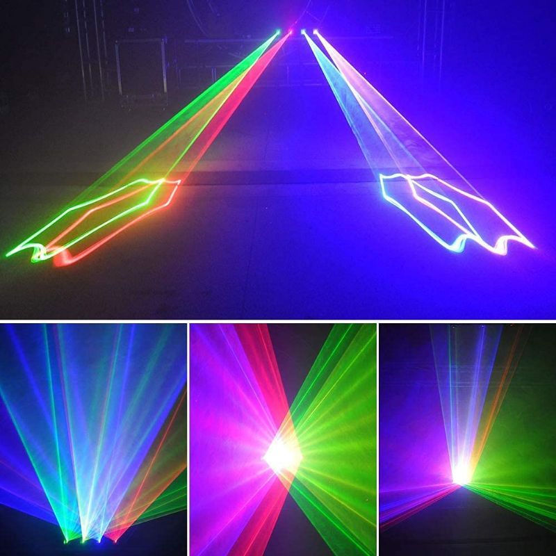 Photo 2 of **USED** King Mini Dj Lights Party Light 4 Beam Effect Sound Activated Stage Light RGBY LED Music Lights 