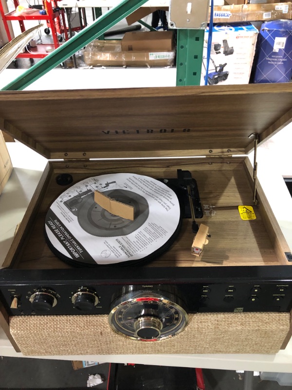 Photo 2 of Victrola VTA-270B-FNT Empire Bluetooth 6 In 1 Music Center (33/45/78) (Farmhouse Walnut) Farmhouse Walnut Record Player