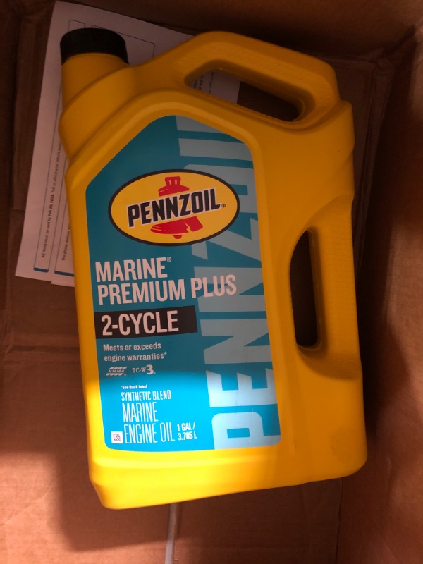 Photo 1 of Pennzoil 550045220-3PK 1 Gallon Marine Premium Plus Outboard (2 Cycle 1 gal. jug) 1 Gallon, Pack of 3 New Packaging
