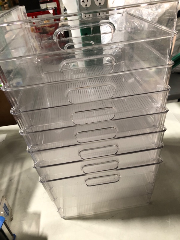 Photo 2 of  Medium Clear Storage Bins with Handles/ Plastic Organizer (pack of eight)