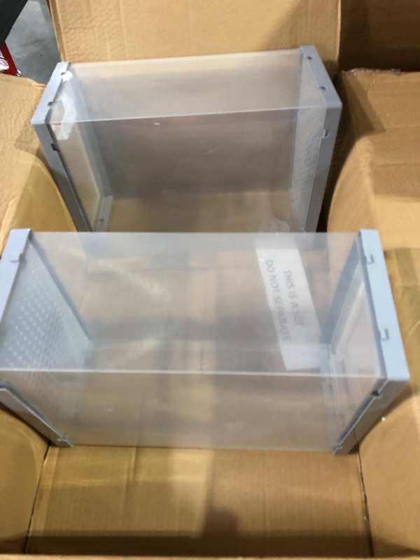 Photo 2 of 2 Pack Installation-free Collapsible Shoe Box Clear Plastic 