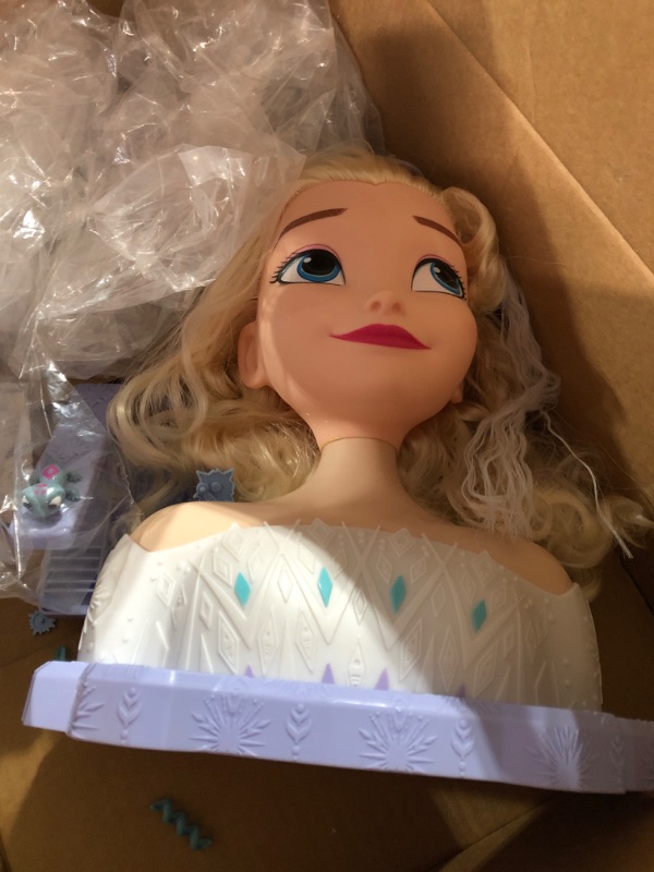 Photo 2 of Disney Frozen Deluxe Elsa Styling Head, Blonde Hair, 30 Piece Pretend Play Set, Wear and Share Accessories, by Just Play Elsa- 30 Piece