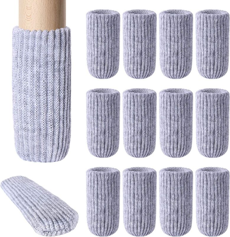 Photo 2 of 24PCs Furniture Leg Socks - High Elastic Knitted Chair Leg Floor Protectors, Thickening Gray Chair Leg Covers Set, Move Easily and Reduce Noise