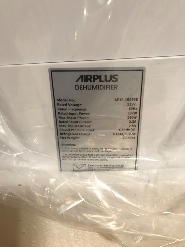 Photo 2 of AIRPLUS 2,000 Sq. Ft 30 Pints Dehumidifier