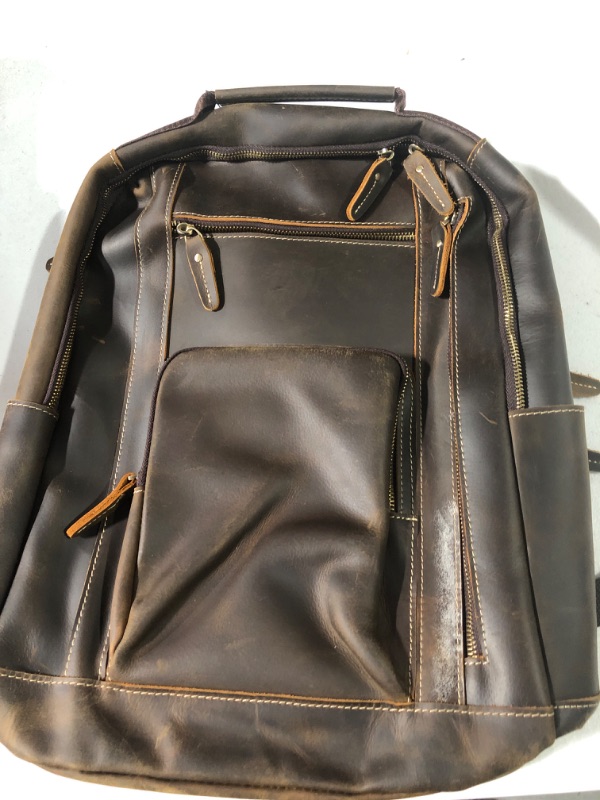 Photo 2 of *USED* LANNSYNE Men's Vintage Full Grain Leather Backpack.