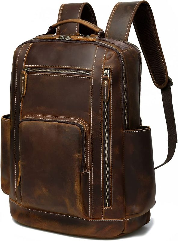 Photo 1 of *USED* LANNSYNE Men's Vintage Full Grain Leather Backpack.