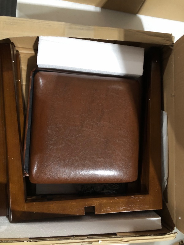 Photo 4 of [USED] KASLANDI Wooden Stools, Solid Square Padded Stool Set of 2, Walnut 