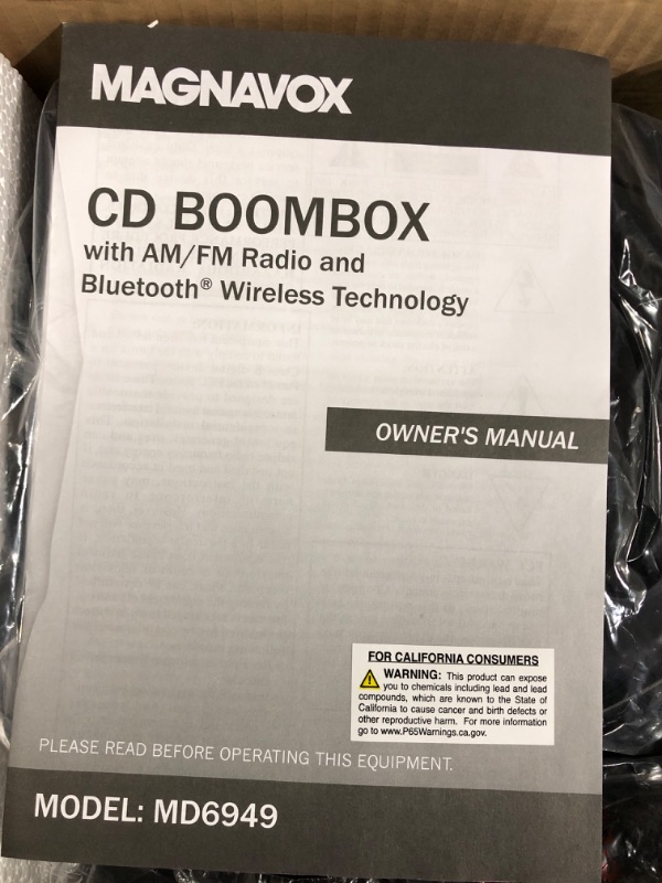 Photo 3 of Magnavox MD6949-BK Portable Top Loading CD Boombox with AM/FM Stereo Radio and Bluetooth Wireless Technology in Black 