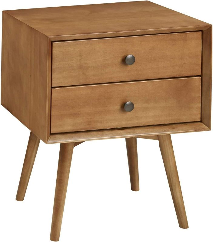 Photo 1 of **SEE NOTES**
Babion Nightstand, Industrial End Table with 2 Storage Drawer and Wooden Legs, (Brown) 