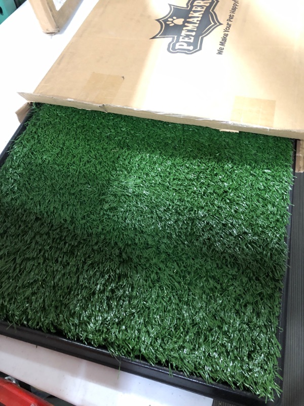 Photo 2 of Artificial Grass Puppy Pee Pad for Dogs and Small Pets - 20x25 Reusable 3-Layer Training Potty Pad with Tray - Dog Housebreaking Supplies by PETMAKER