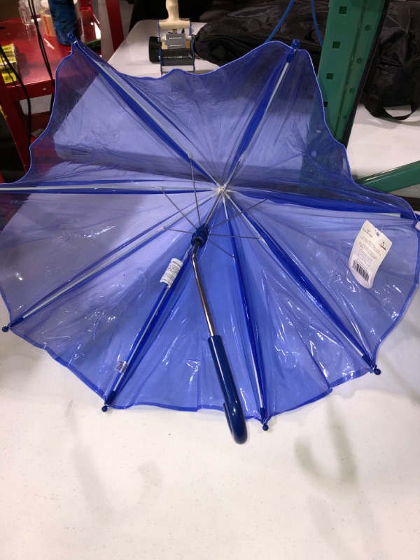 Photo 3 of -SEE NOTES-totes Kids Clear Bubble Umbrella with Easy Grip Handle, Blue One Size Blue