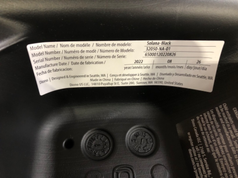 Photo 1 of Diono Solana 2022, No Latch, Single Backless Booster Car Seat Charcol