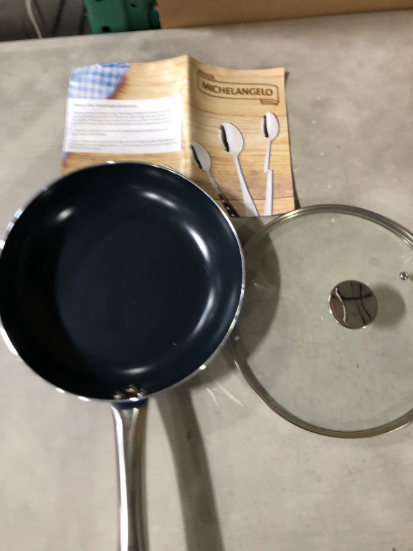 Photo 2 of 10 Inch Frying Pan Nonstick with Lid, Non Stick Pan, Blue Nonstick Pan, Oven Safe