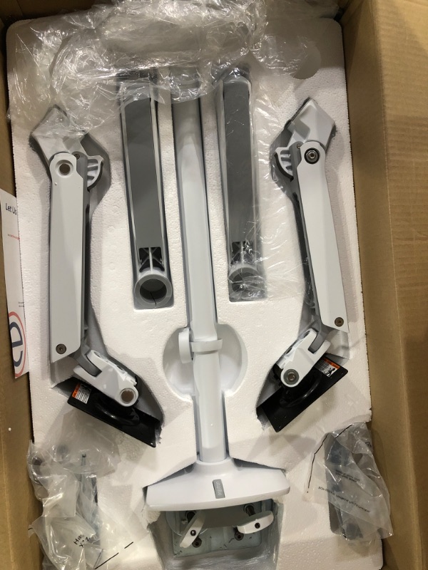 Photo 1 of Ergotron – LX Vertical Stacking Dual Monitor Arm, VESA Desk Mount – for 2 Monitors Up to 40 Inches, 7 to 22 lbs Each – Tall Pole, White White 23 Inch Pole
