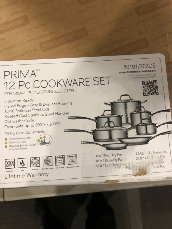 Photo 3 of *SEE NOTES* Gourmet Prima 12-Piece Stainless Steel Cookware Set with Lids