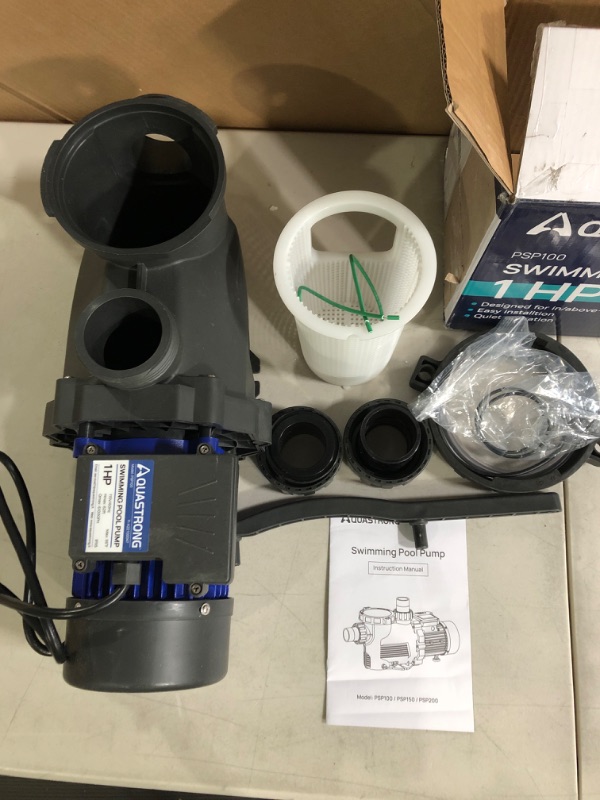Photo 1 of Aquastrong 1 HP In/Above Ground Single Speed Pool Pump, 115V, 6100GPH, High Flow, Powerful Self Primming Pool Pump with Filter Basket