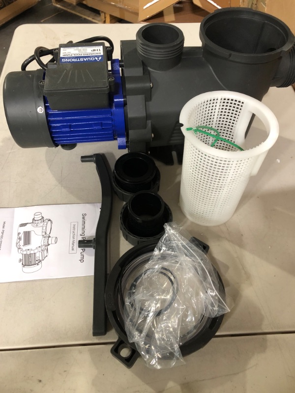 Photo 5 of Aquastrong 1 HP In/Above Ground Single Speed Pool Pump, 115V, 6100GPH, High Flow, Powerful Self Primming Pool Pump with Filter Basket