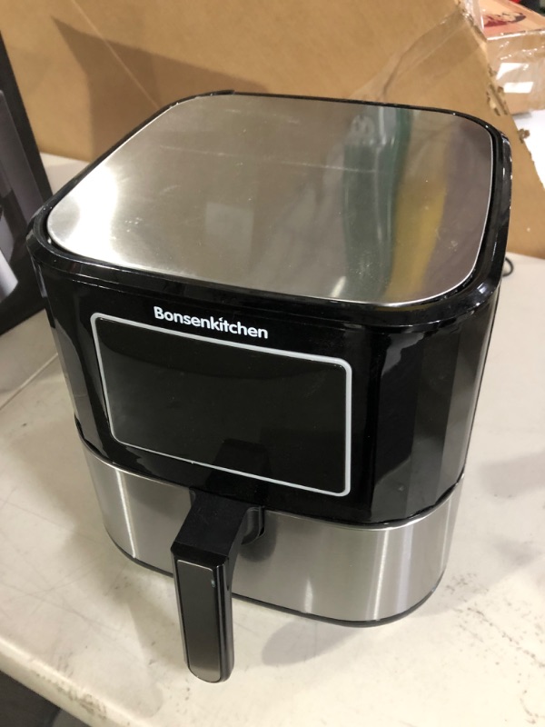 Photo 2 of *DAMAGED* Air Fryer, Electric Oilless Cooker with LED Digital Touchscreen, 7 in 1 Instant Hot Oven Cooker, 6 Quart Large Stainless Steel Non-Stick Air Frier Pot, 1700W(Silver Black)