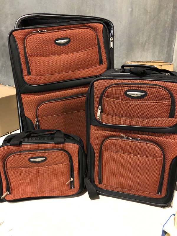 Photo 2 of ** SEE NOTES** Travel Select Amsterdam Expandable Rolling Upright Luggage, Orange, 3-Piece Orange