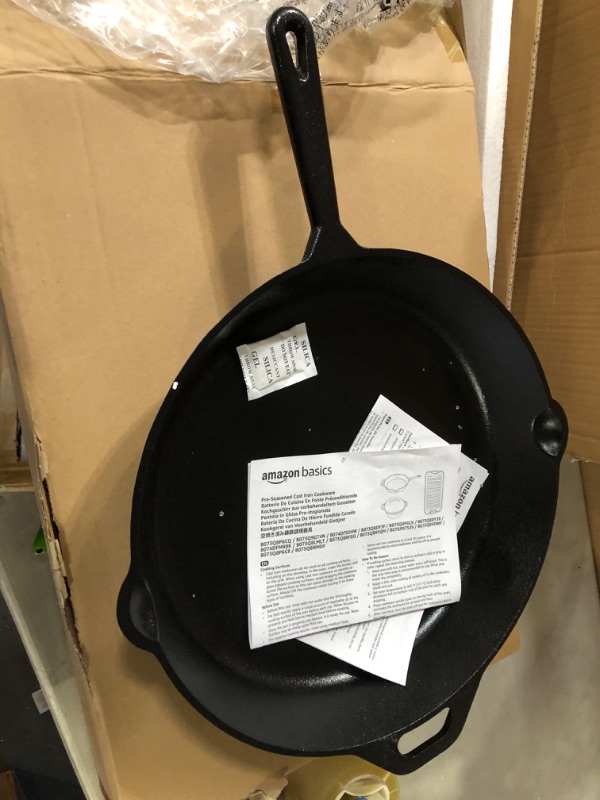 Photo 2 of Amazon Basics Pre-Seasoned Cast Iron Skillet, 15-Inch 15"