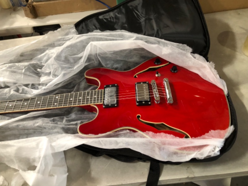 Photo 3 of Monoprice Boardwalk Hollow Body Electric Guitar -  Red, 6 Strings