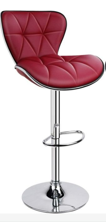 Photo 1 of **INCOMPLETE/SEAT ONLY/NO STAND****Shell Back Bar Stools , Adjustable Bar Stool with Back , Swivel Barstools (Wine Red)