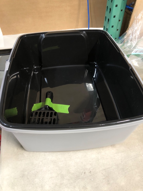 Photo 3 of  High Sided and Enclosed Kitty Litter Box with Scoop Open Top - Black