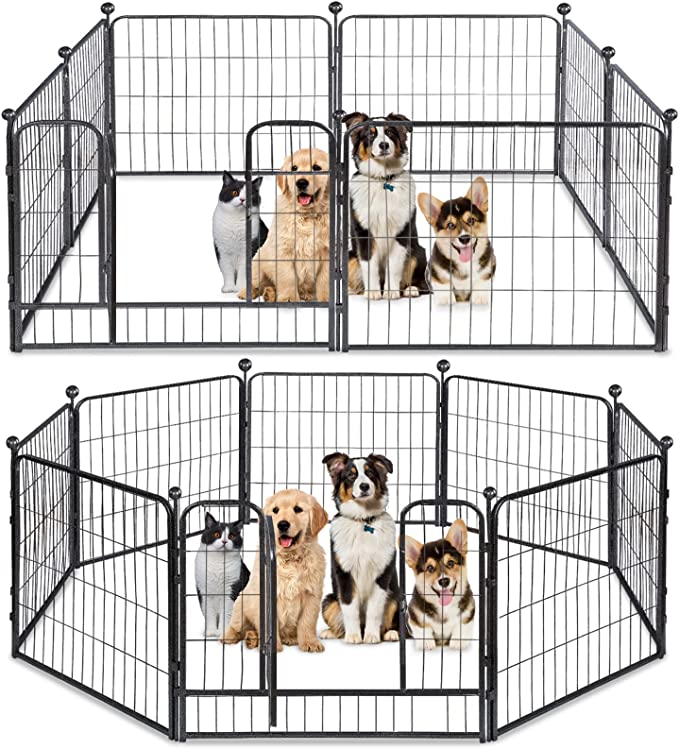 Photo 1 of Amazon Basics Foldable Metal Exercise Pet Play Pen for Dogs, Single Door, 60 x 60 x 30 Inches, Black