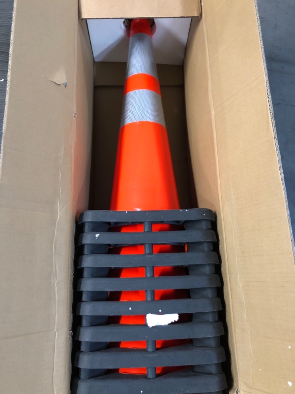 Photo 3 of (8 Cones)  28” inch Orange PVC Traffic Cones, Black Base Construction Road Parking Cone 