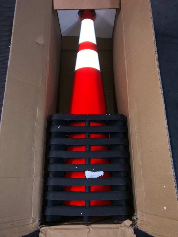 Photo 2 of (8 Cones)  28” inch Orange PVC Traffic Cones, Black Base Construction Road Parking Cone 