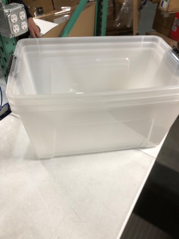 Photo 3 of *USED/TUBS ONLY* IRIS USA 72 Qt. Plastic Storage Bin Tote Organizing Container, clear with Black Buckle g) 72 Qt.