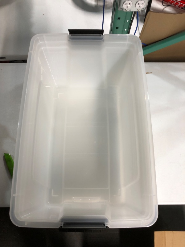 Photo 2 of *USED/TUBS ONLY* IRIS USA 72 Qt. Plastic Storage Bin Tote Organizing Container, clear with Black Buckle g) 72 Qt.