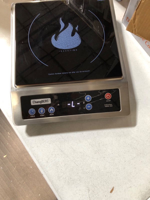 Photo 6 of **USED/SEE NOTES* ChangBERT Portable Induction Cooktop 18/10 Stainless Steel Commercial-Grade Countertop Electric Burner with NSF-certificated, Professional Induction Burner with 10-Hour Timer 1800W