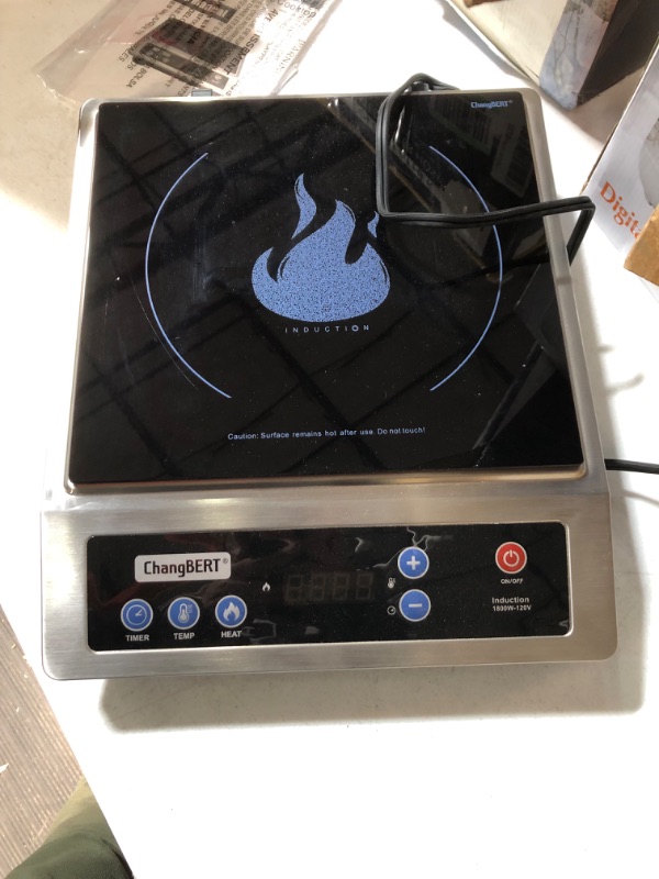 Photo 2 of **USED/SEE NOTES* ChangBERT Portable Induction Cooktop 18/10 Stainless Steel Commercial-Grade Countertop Electric Burner with NSF-certificated, Professional Induction Burner with 10-Hour Timer 1800W