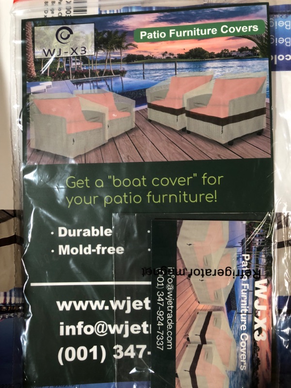 Photo 1 of *USED*WJ-X3 Outdoor Waterproof Patio Chaise Lounge Covers, UV Resistant Fabric, Outdoor Lounge Chair Covers, 32W x 80D x 42H, Beige & Coffee, 2 Pack 