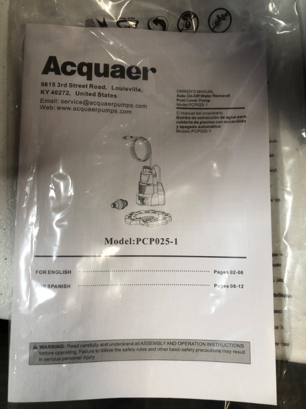 Photo 4 of Acquaer 1/4 HP Automatic Swimming Pool Cover Pump, 115 V Submersible Pump with 3/4” Check Valve Adapter & 25ft Power Cord, 2250 GPH Water Removal 