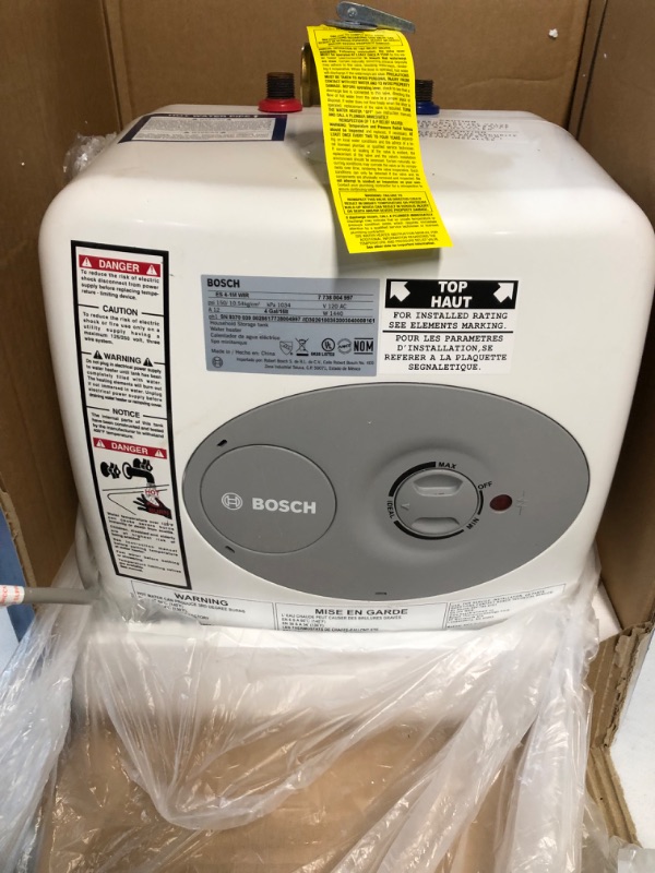 Photo 4 of *USED* Bosch Electric Mini-Tank Water Heater Tronic 3000 T 4-Gallon (ES4) - Eliminate Time for Hot Water - Shelf, Wall or Floor Mounted 4 Gallon