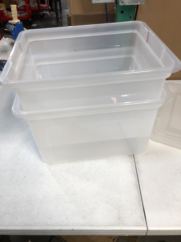 Photo 1 of *ONLY 2 TUBS/ 3 LIDS**  IRIS USA Letter/Legal File Tote Box, BPA-Free Storage Bin Tote Organizer with Durable and Secure Latching Lid, Stackable and Nestable, Crystal Clear