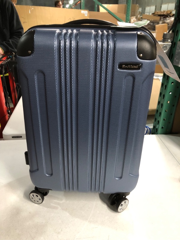 Photo 3 of *NEW/SOME DAMAGE**Rockland London Hardside Spinner Wheel Luggage, Blue, Carry-On 20-Inch Carry-On 20-Inch Blue