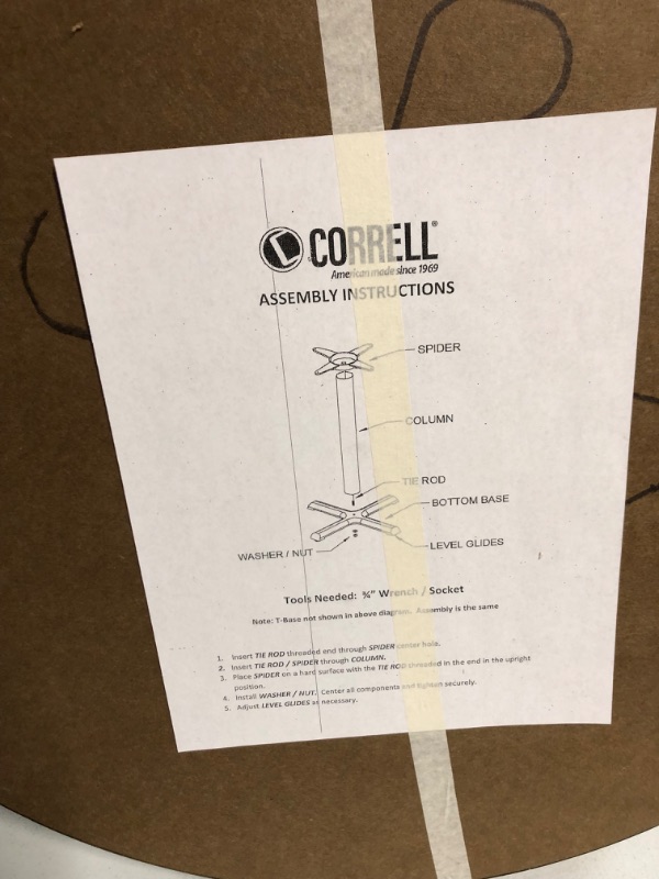 Photo 3 of ***TABLE TOP ONLY/SEE NOTES***Correll 24" Round, Café, Bistro Table, 42" Standing or Stool Height, White High Pressure Laminate Top, Cast Iron Base, White