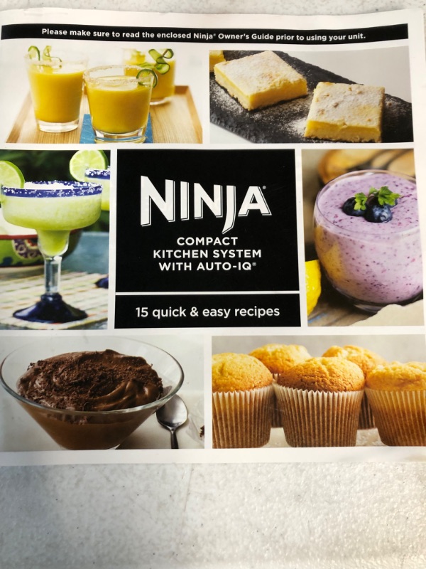 Photo 2 of **USED/ SEE NOTES* Ninja AMZ493BRN Compact Kitchen System, 1200W, 3 Functions for Smoothies, Dough & Frozen Drinks with Auto-IQ, 72-oz.* Blender Pitcher, 40-oz. Processor Bowl & 18-oz. Single-Serve Cup, Grey