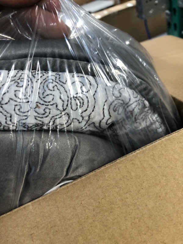 Photo 1 of *USED/ SEE NOTES** Madison Park Odette Cozy Comforter Set Jacquard Damask Medallion Design -  Queen(90 in x 90 in), Silver